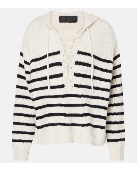 Nili Lotan White Noemi Striped Cashmere Sweater