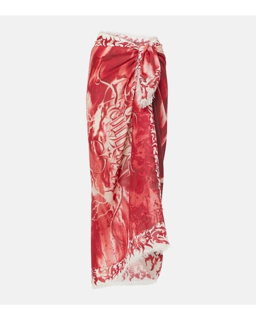 Jean Paul Gaultier Red Printed Beach Cover-up