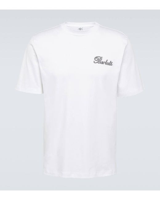 Berluti White Thabor Embroidered Cotton Jersey T-shirt for men