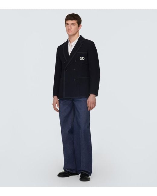 Valentino Blue Mid-Rise Wide-Leg Jeans for men