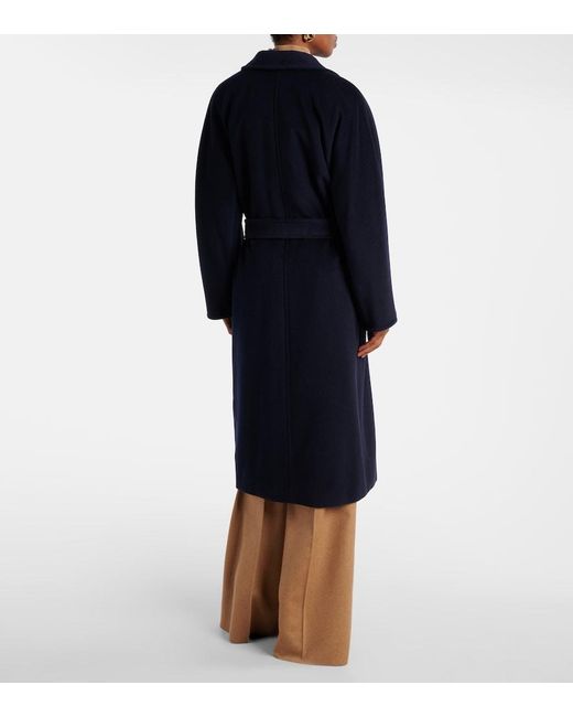 Max Mara Blue Madame Wool And Cashmere Wrap Coat