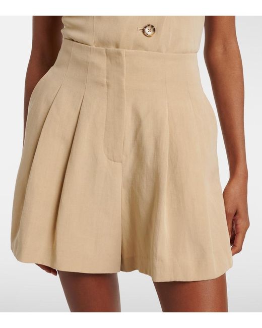 Veronica Beard Natural Gables Pleated Shorts
