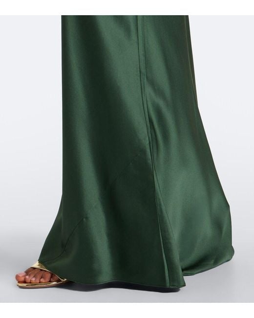 The Sei Green Draped One-Shoulder Silk Satin Gown