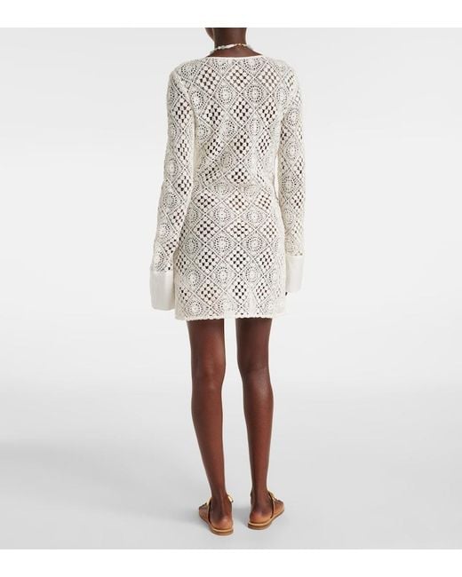 Sir White Rayure Crochet Cotton Minidress