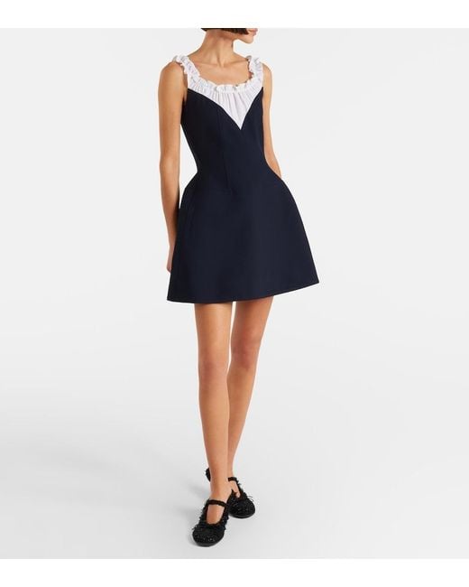ShuShu/Tong Blue Ruffled Wool And Silk Minidress