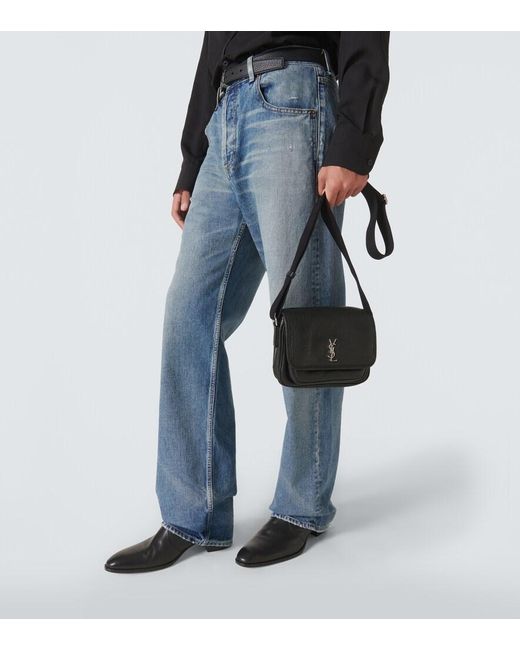 Saint Laurent White Niki Small Leather Messenger Bag for men