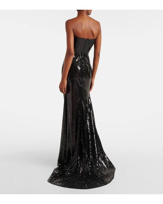 Alex Perry Sequined Strapless Gown in Black Lyst