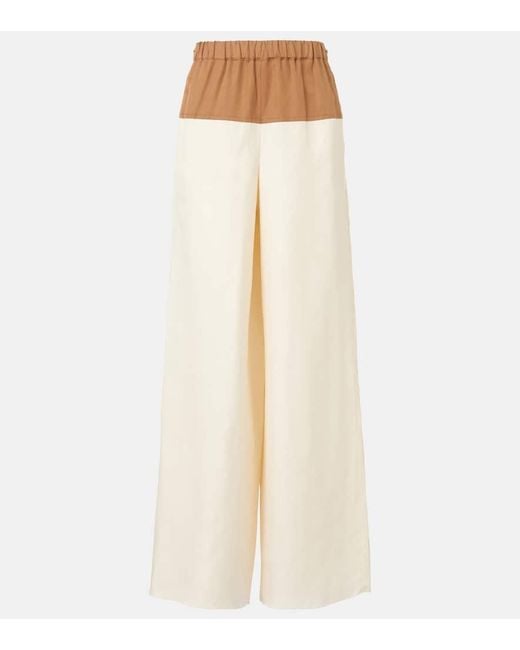 Max Mara Natural Gestro Linen And Silk Wide-Leg Pants