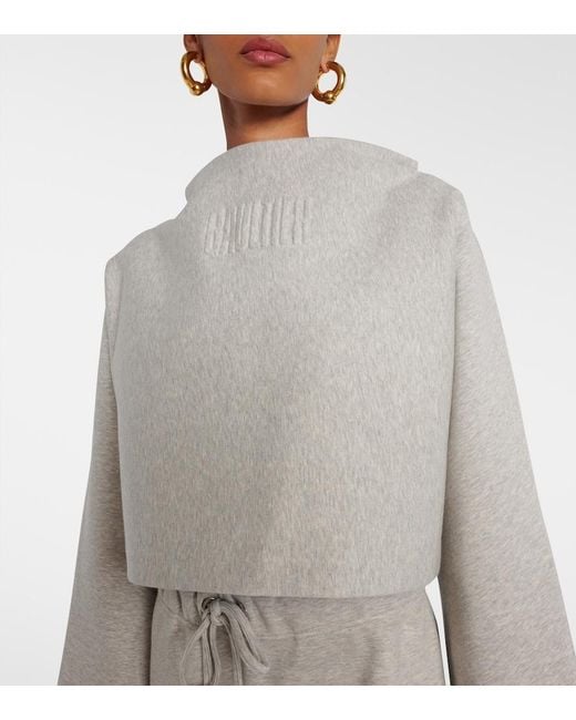 Jean Paul Gaultier White Cropped Embossed Logo Cotton Hoodie