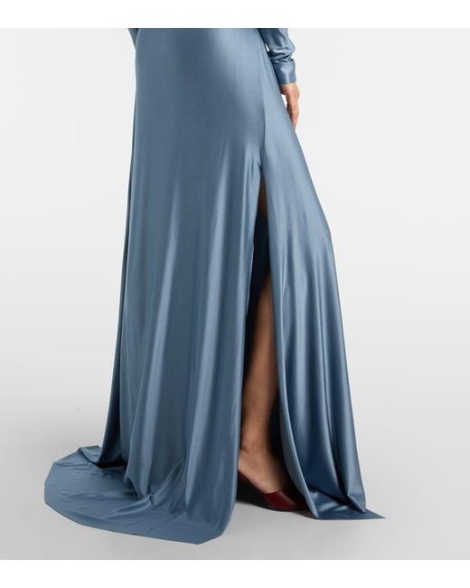 Victoria Beckham Blue Jersey Maxi Dress