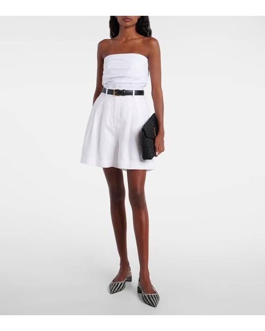 Posse White Marchello High-Rise Linen Shorts