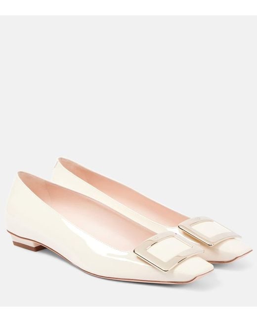 Roger Vivier Natural Belle Vivier 25 Patent Leather Ballet Flats