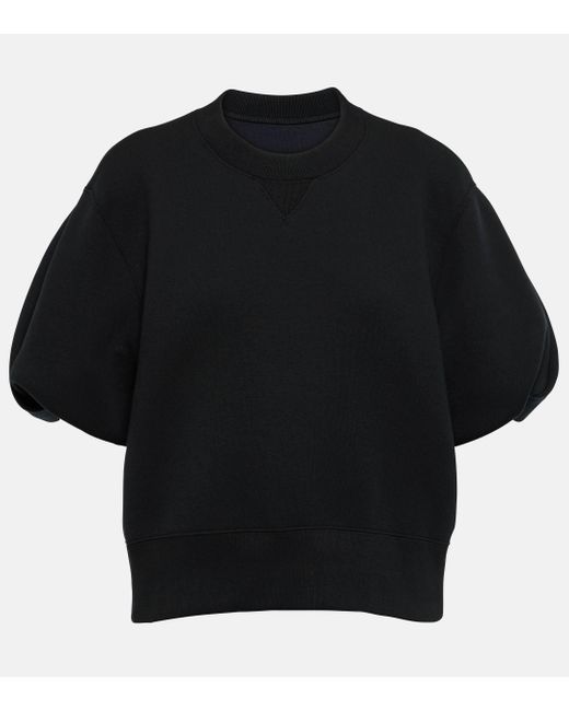 Sacai Black Cotton-blend Jersey Sweatshirt