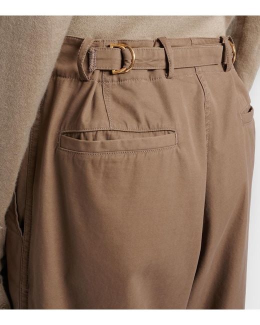The Row Brown Fadry Cotton-Blend Gabardine Wide-Leg Pants