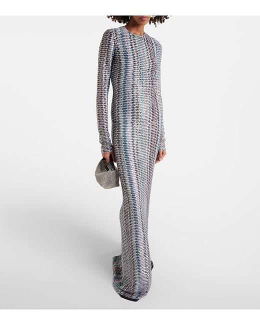 Robe Longue Zig Zag A Sequins Missoni en coloris Gray