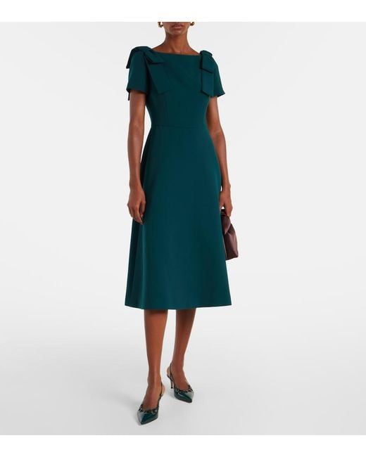 Carolina Herrera Green Bow-Detail Crepe Midi Dress