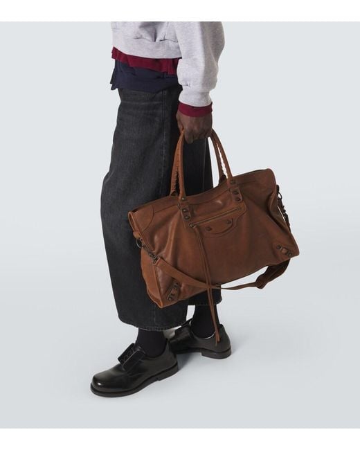 Balenciaga Brown Le City Large Leather Top-Handle Bag for men