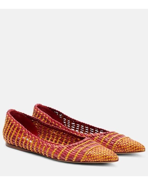 Gabriela Hearst Red Aurora Woven Leather Ballet Flats
