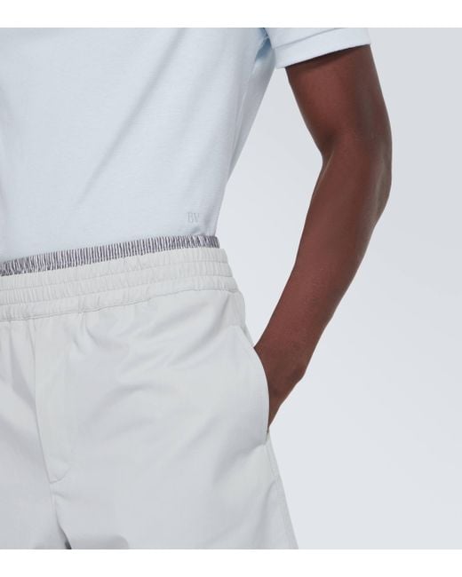 Bottega Veneta White Layered Cotton Twill Bermuda Shorts for men
