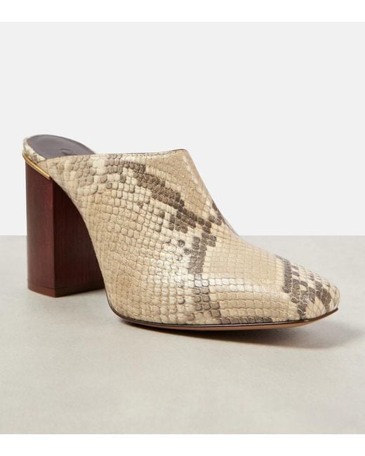 Chloé Natural Ambre Snake-Effect Leather Mules