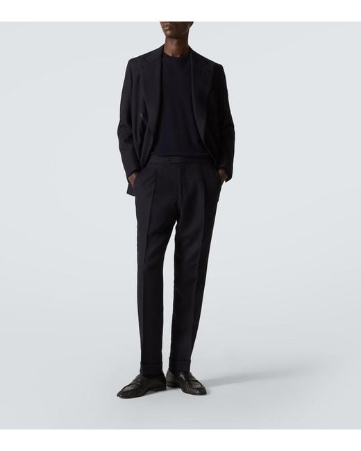 Saman Amel Blue Amie Wool Straight Pants for men