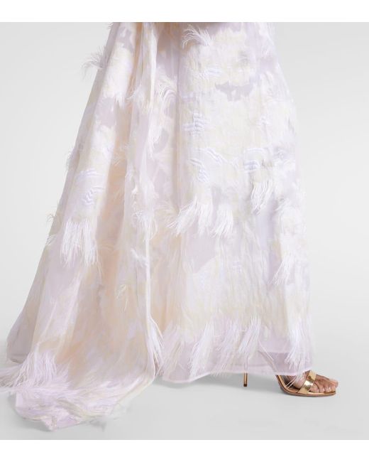 ‎Taller Marmo White Bridal Robe Trapeze aus Jacquard