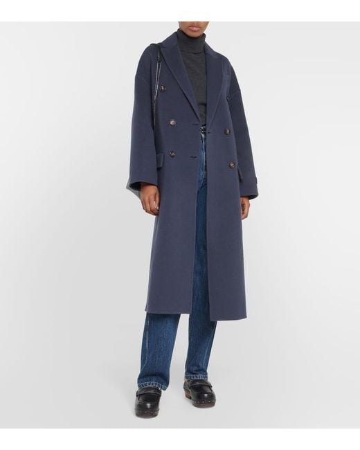 Manteau En Cachemire Mélangé À Boutonnière Croisée Brunello Cucinelli en coloris Blue