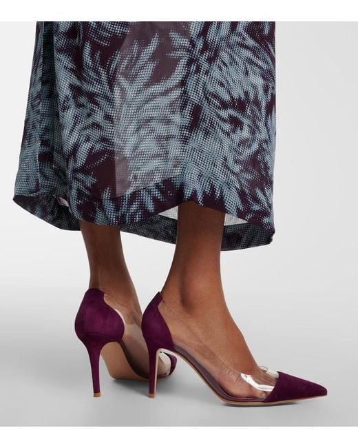 Gianvito Rossi Purple Plexi Suede And Tpu Pumps