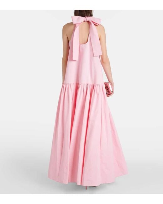 Staud Pink Marlowe Tiered Poplin Maxi Dress