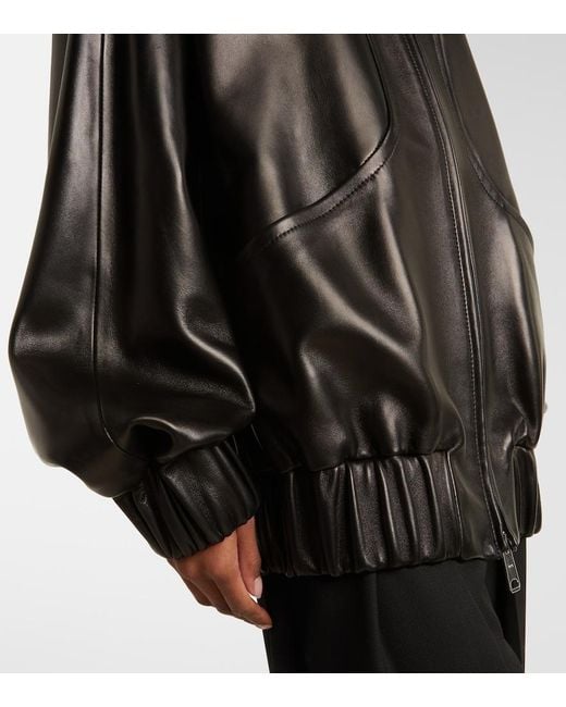 Khaite Black Sigi Shearling-Trimmed Leather Jacket