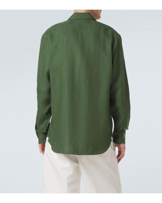 Zegna Green Linen Shirt for men