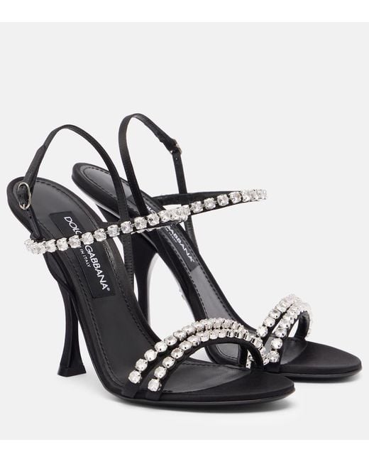 Dolce & Gabbana Black Crystal-Embellished Sandals