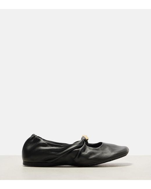 Loewe Black Pebble Soft Leather Mary Jane Flats