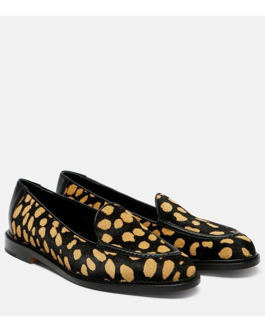 Manolo Blahnik Black Maxy Calf Hair Loafers