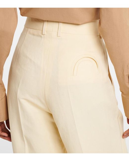 Blazé Milano Natural Fox Linen And Silk Straight Pants
