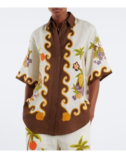 ALÉMAIS Metallic Island Cove Linen Shirt