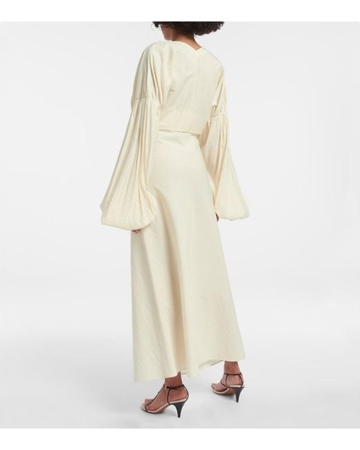 Khaite White Mauva Silk And Cotton Organza Maxi Skirt