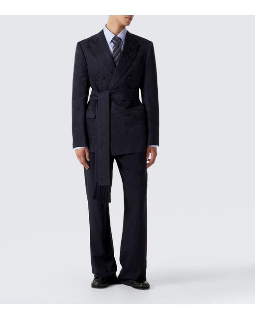 Valentino Black Floral Jacquard Linen And Silk Blazer for men