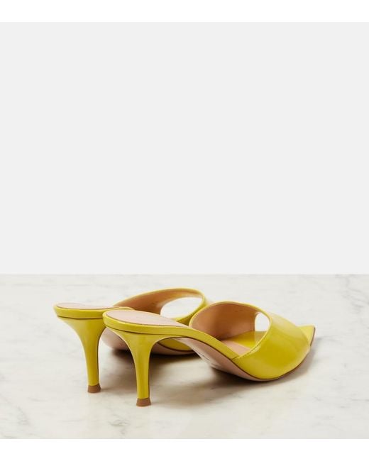 Gianvito Rossi Yellow Pat 70 Leather Mules