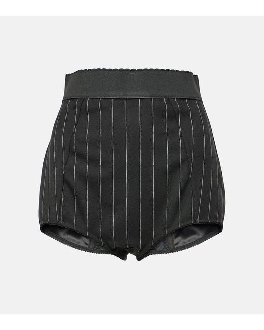 Shorts gessati in misto lana di Dolce & Gabbana in Black