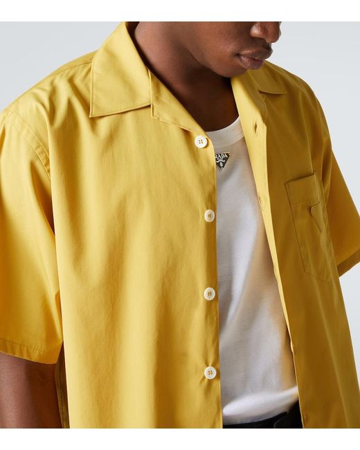 Prada Yellow Cotton Poplin Bowling Shirt for men