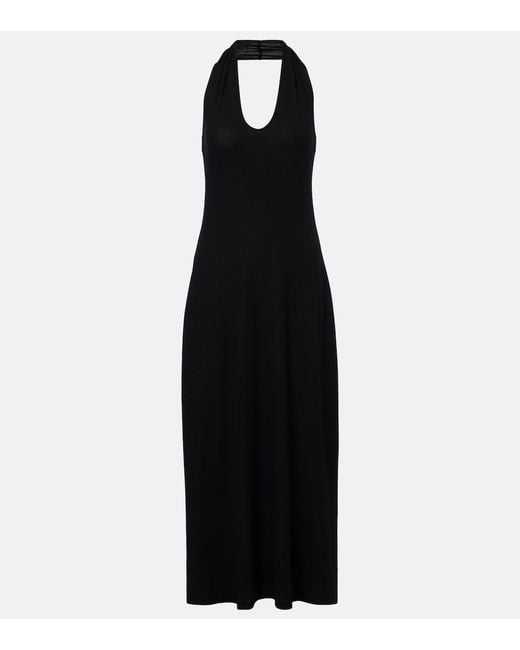 Leset Black Lauren Halterneck Jersey Midi Dress