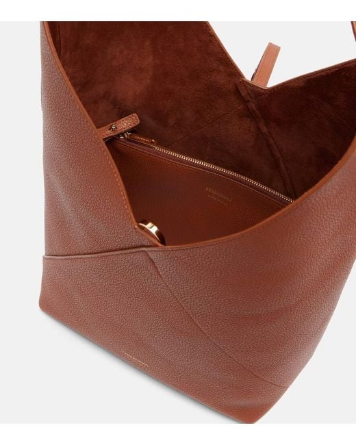 Ferragamo Brown Origami Medium Leather Shoulder Bag