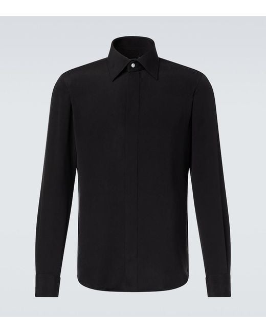 Thom Sweeney Black Silk Shirt for men