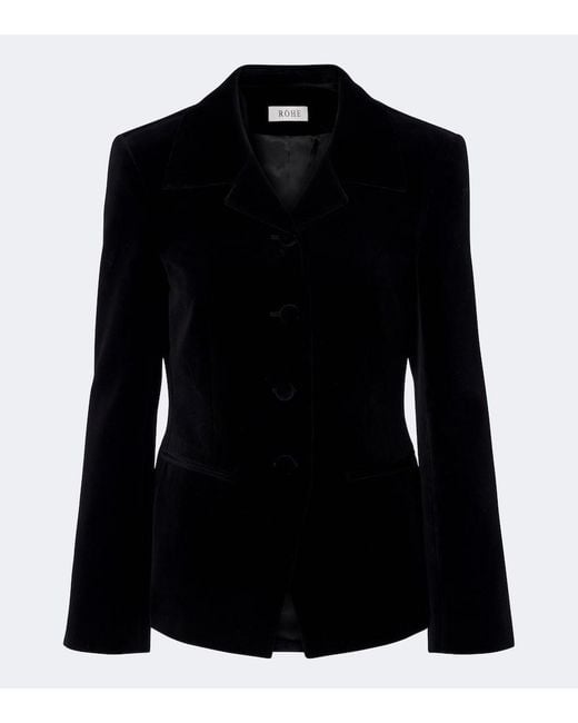 Rohe Black Single-Breasted Cotton Velvet Blazer
