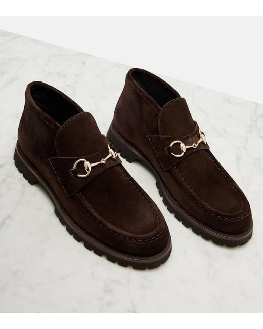 Botas Sylke De Ante Con Horsebit Gucci de color Black