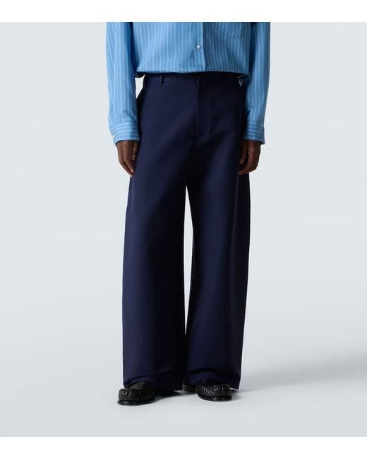 Pantalones Anchos De Saten De Algodon Acne de hombre de color Blue