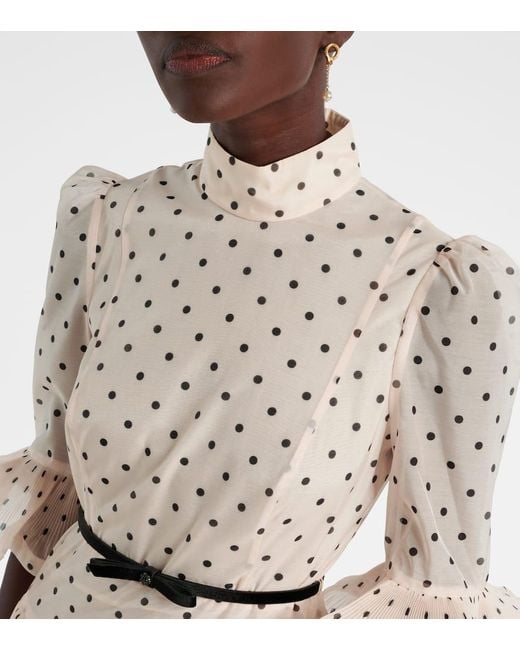 Zimmermann Natural Polka-Dot Ruffled Minidress