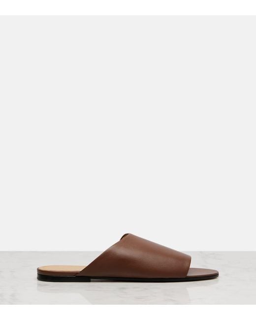The Row Brown Signum Leather Slides