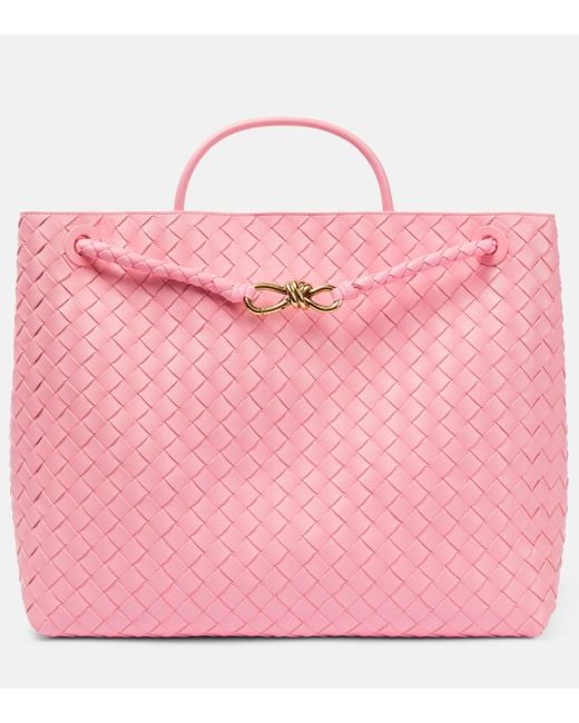 Bottega Veneta Pink Andiamo Large Leather Tote Bag